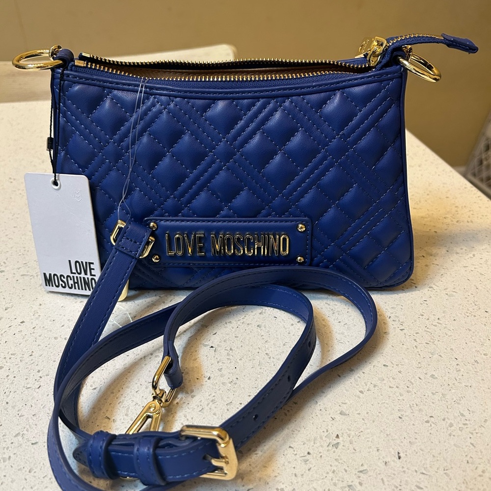 Love Moschino Royal Blue Quilted Crossbody Bag